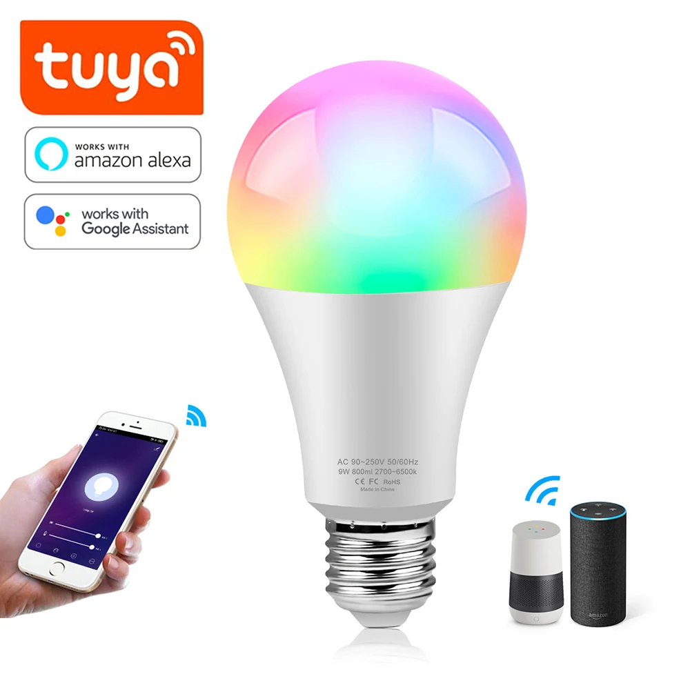 

Wifi Tuya RGBCW Smart LED Bulb E27 B22 2.4GHz 10W 12W 15W 18W Dimmable Light Bulb Work With Google Assistant Alexa