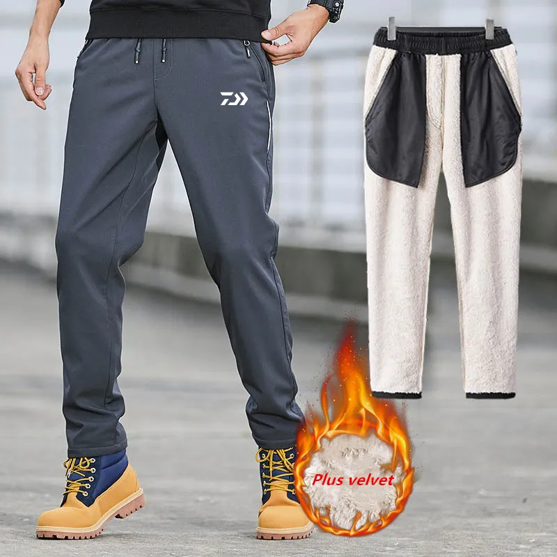 

2022 Daiwa Fishing Clothing Winter Waterproof Windproof Lamb Cashmere Thickened Fishing Pants Men Outdoor Sports Hiking Camping