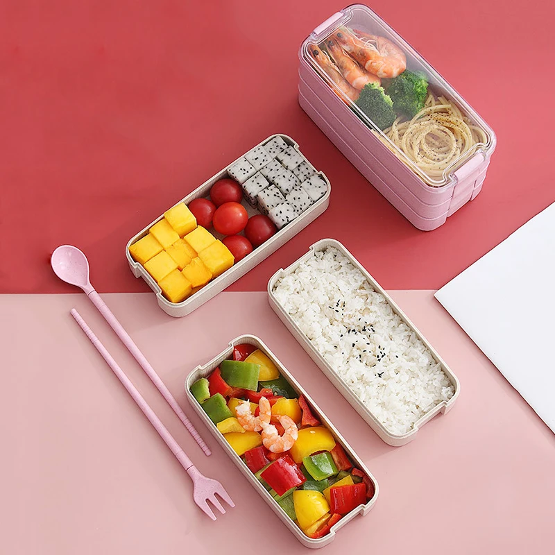 Ланч бокс для детей бэнто из пшеничной соломы без бисфенола А органические