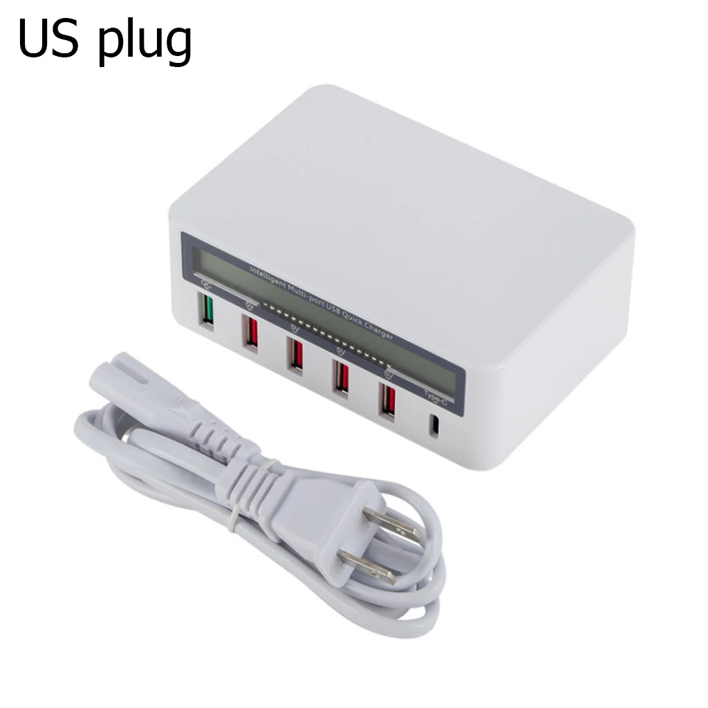 США Usb-концентратор 5 портов Usb QC 3,0 быстрое зарядное устройство 5V 10A AC 100-240V ЖК-дисплей напряжения тока для IPhone IPad samsung+ EU Plug - Тип штекера: США