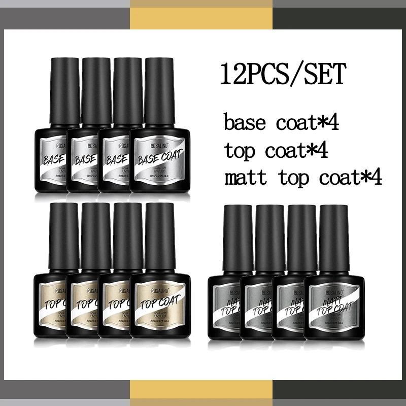 

ROSALIND Matt Top Base Coat 70PCS UV Nail Gel Polish Set Hybrid Varnish Semi Permanent All For Manicure Need Lamp Nail Art Gel