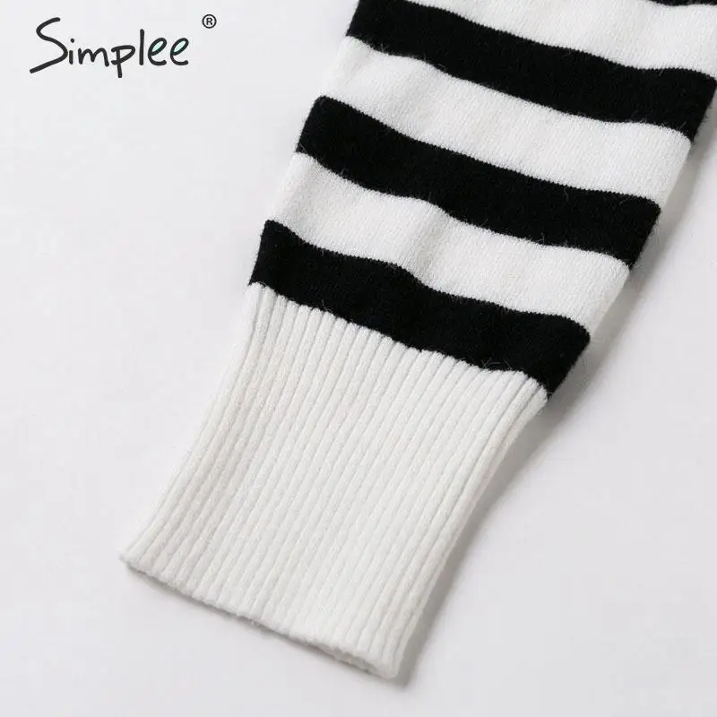 Simplee Striped pullover sweater Women casual long sleeve knitted Sexy o-neck soft ladies streetwear autumn | Женская одежда