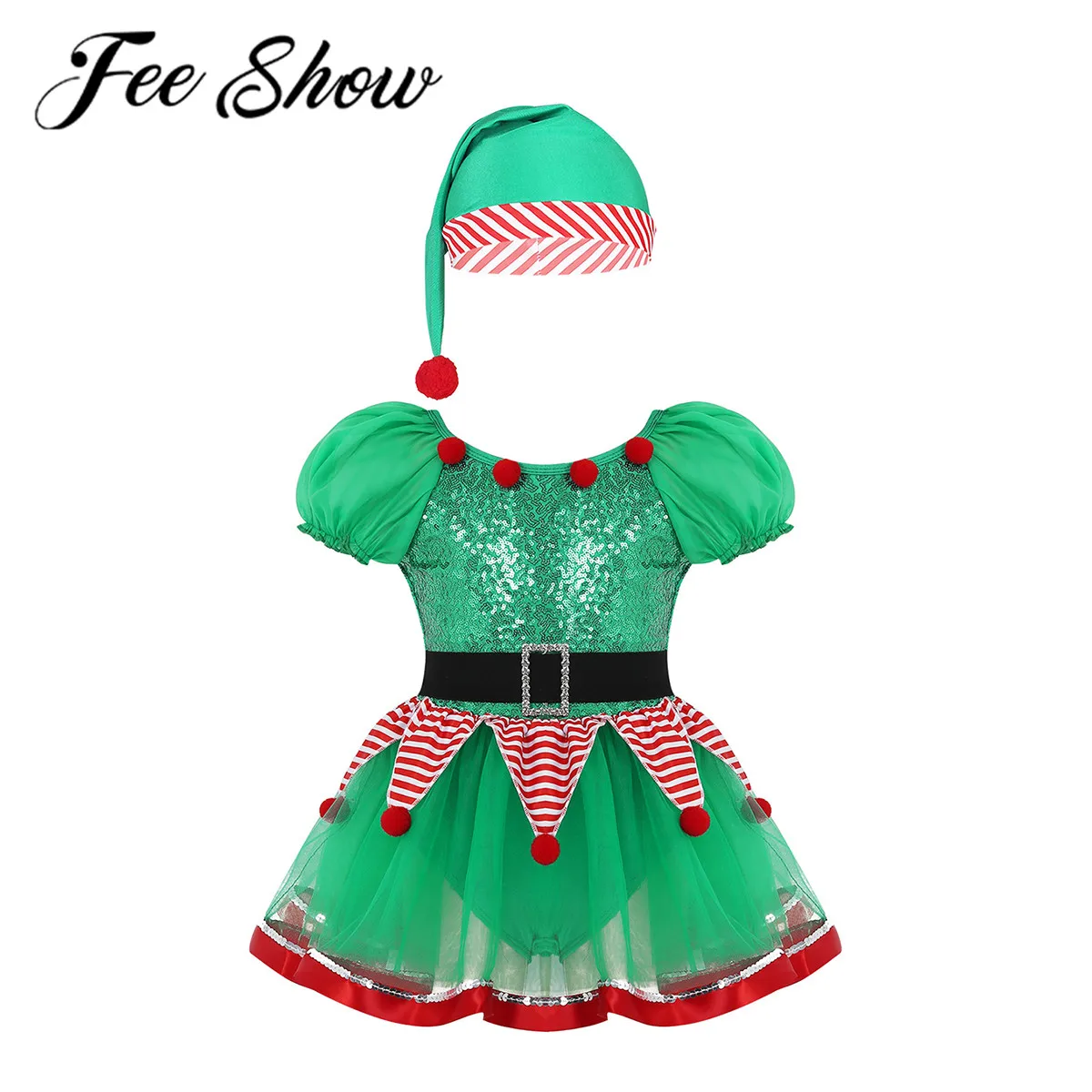 Детский костюм Санта Клауса для косплея по мотивам Рождества девочек блестящее