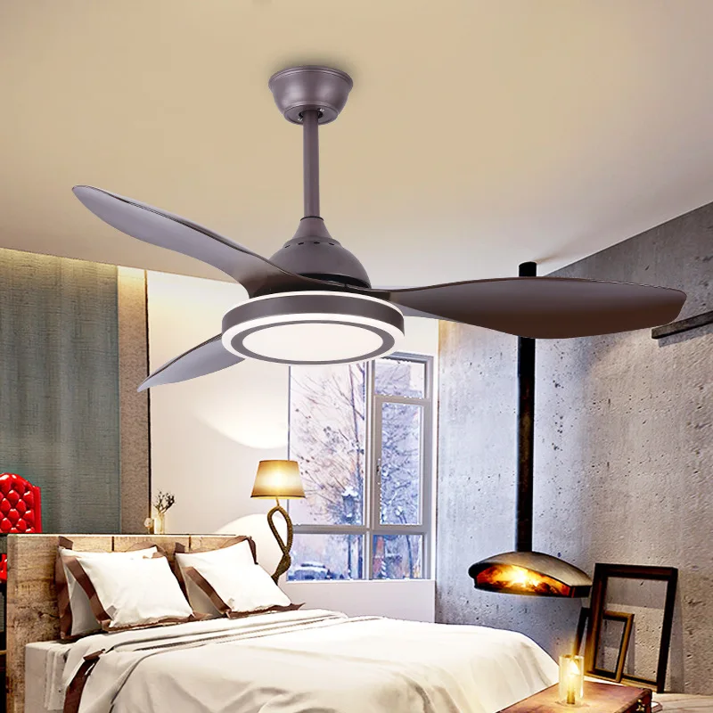 

Modern Brown LED Vintage Inverter Ceiling Fan Lights Home Decor Simple Fan Lighting Dining Living Room Industrial Fan Light