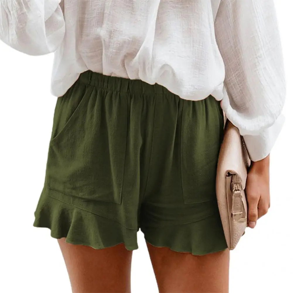 

Breathable Trendy Women Pleated High Waist Shorts Loose Casual Shorts Straight for Daily Wear