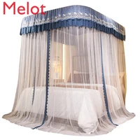 high end fashion simple u shaped track rail mosquito net three door floor princess wind dust proof mosquito net bed curtain
