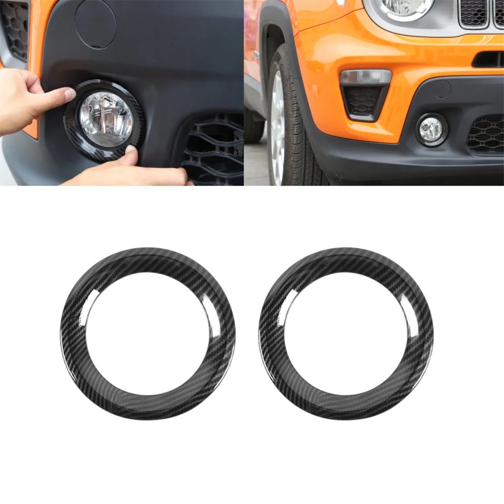 Для Jeep Renegade передний противотуманный светильник, декоративное кольцо, внешняя отделка автомобиля, накладка, оранжевый, красный, серебристый, углеродное волокно