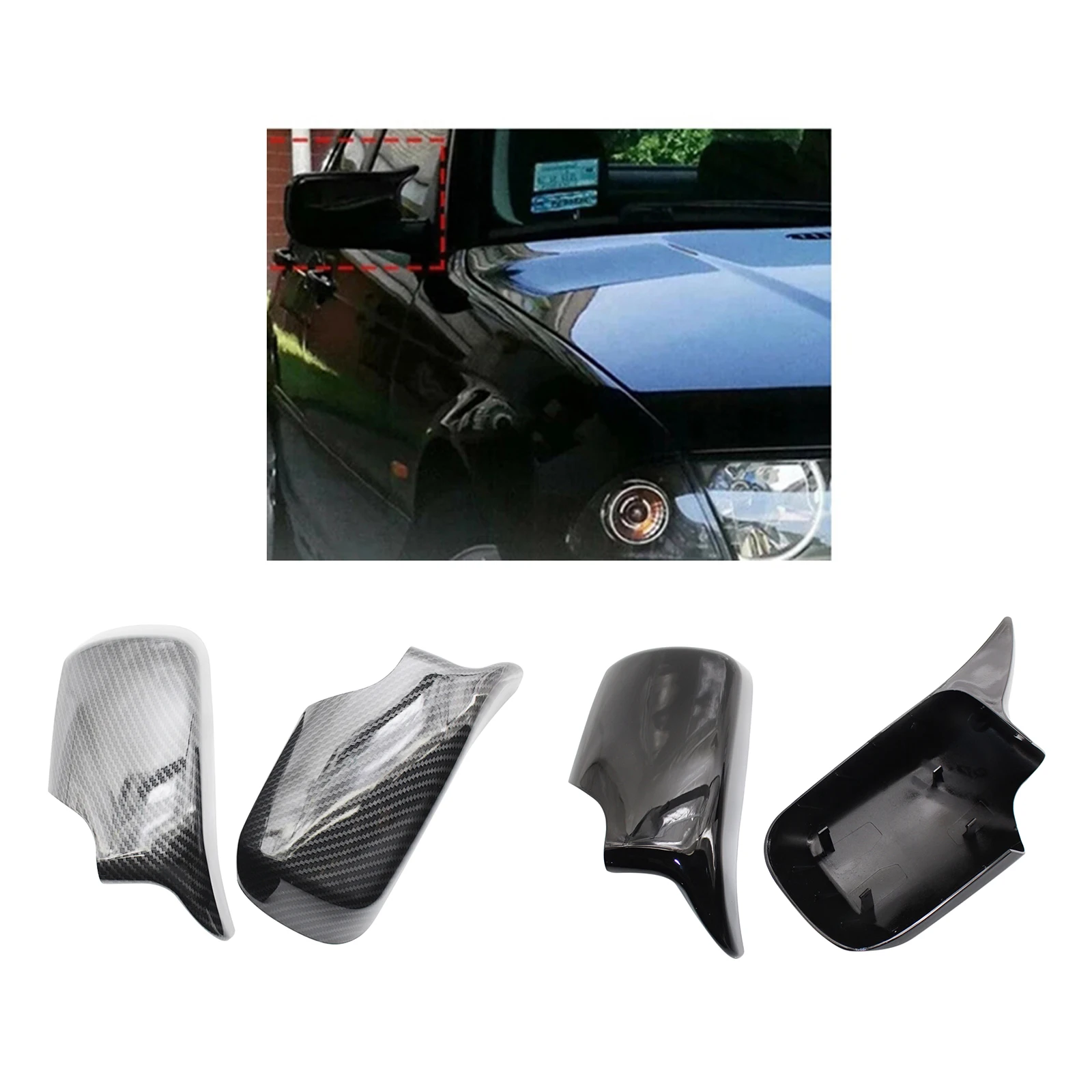 

2Pcs Rear Mirror Covers Cap 51168238376for E46 E39 1998-2005