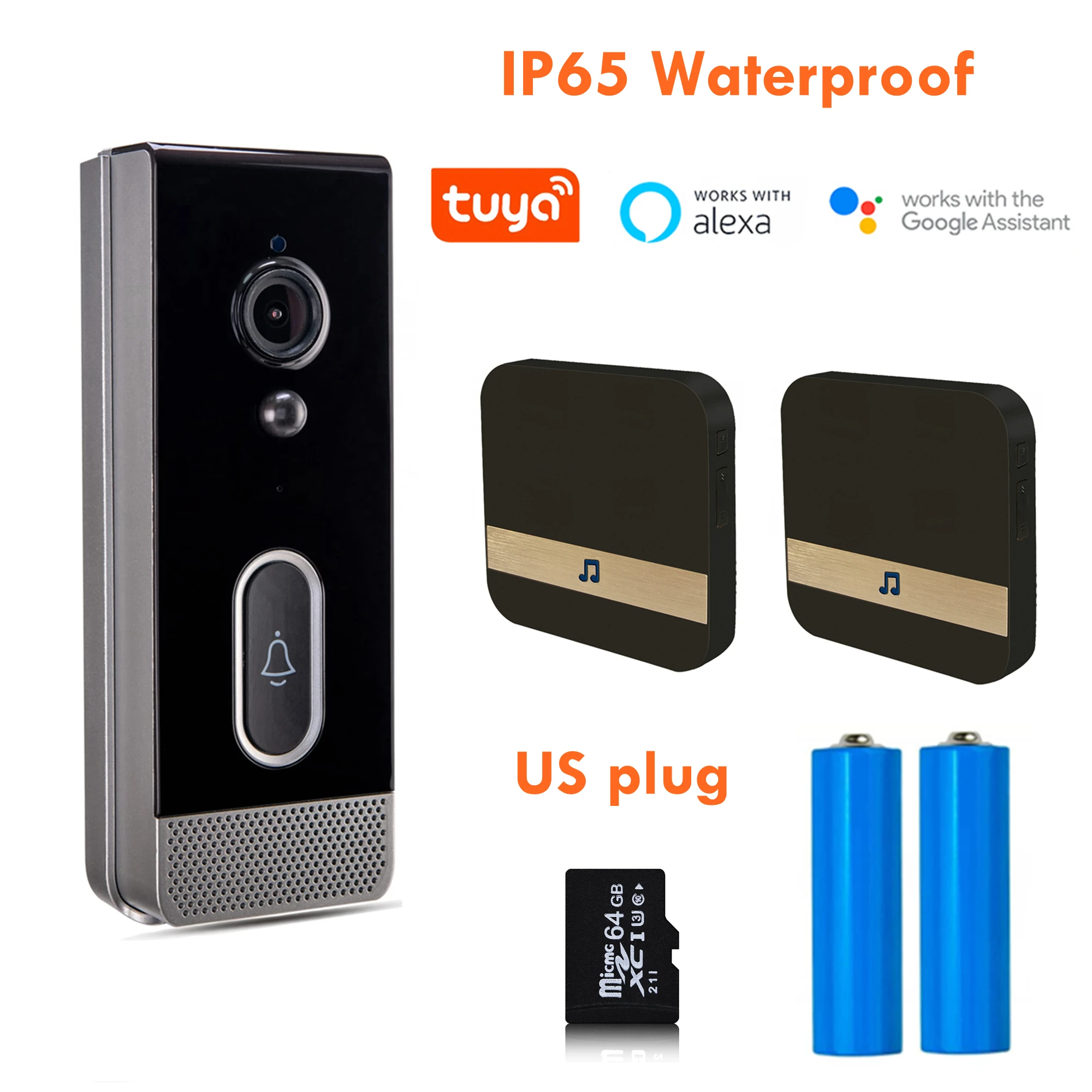 Tuya Video Doorbell Waterproof IP65 Smart Home Google Alexa Wireless Door Phone Camera Intercom with Battery  WiFi Door bell New