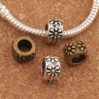 daisy circle round metal big hole beads fit european bracelets l1370 40pcs 8 2x8 8x5 5mm zinc alloy bronze