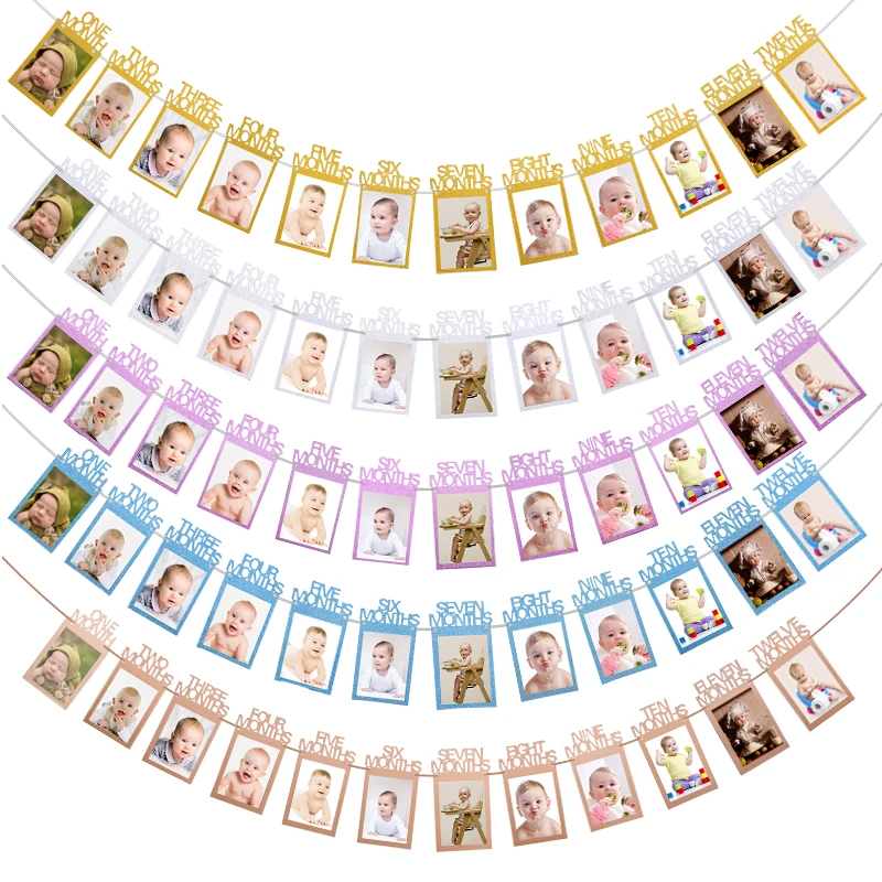 12 наклеек баннер украшение на день рождения фотография ребенка зажим 1 й ребенок