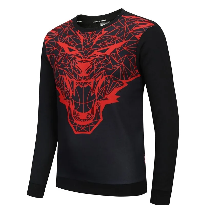 HOWE AO Male Long Sleeve O-neck Shirts Print Wolf head Fashion T-shirt Men's Casual T Shirt Tee Cool |
