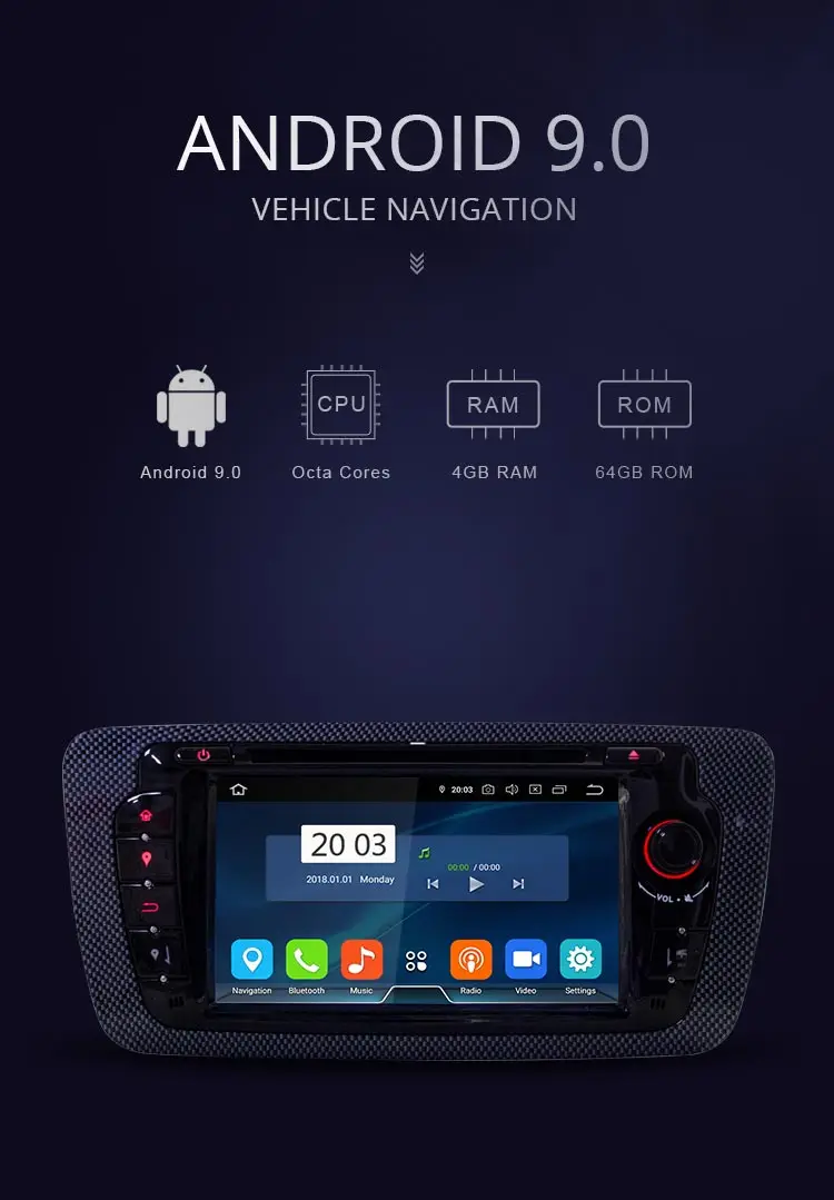 JDASTON Восьмиядерный Android 9,0 автомобильный dvd-плеер для сиденья Ibiza 2012 2013 Мультимедиа gps навигация радио 4G+ 64G стерео