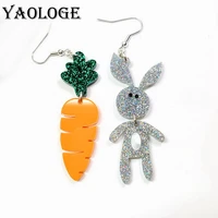 yaologe asymmetrical cute girl birthday gift acrylic ear accessories fashion rabbit carrot pendant jewelry wholesale for women
