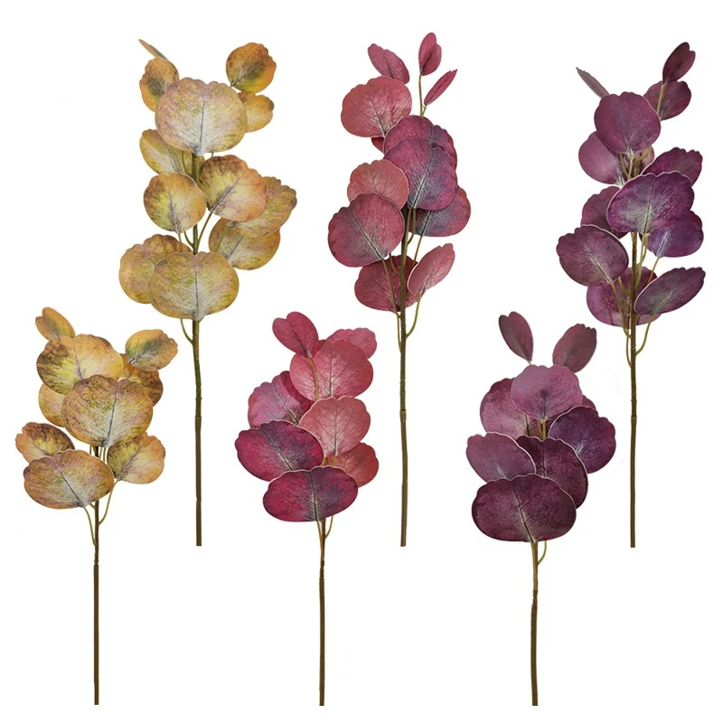 

Artificial Plant Eucalyptus Leaf Autumn Color 3D Feel Round Leaf Eucalyptus Home Hotel Office Flower Arrangement Decoration DIY