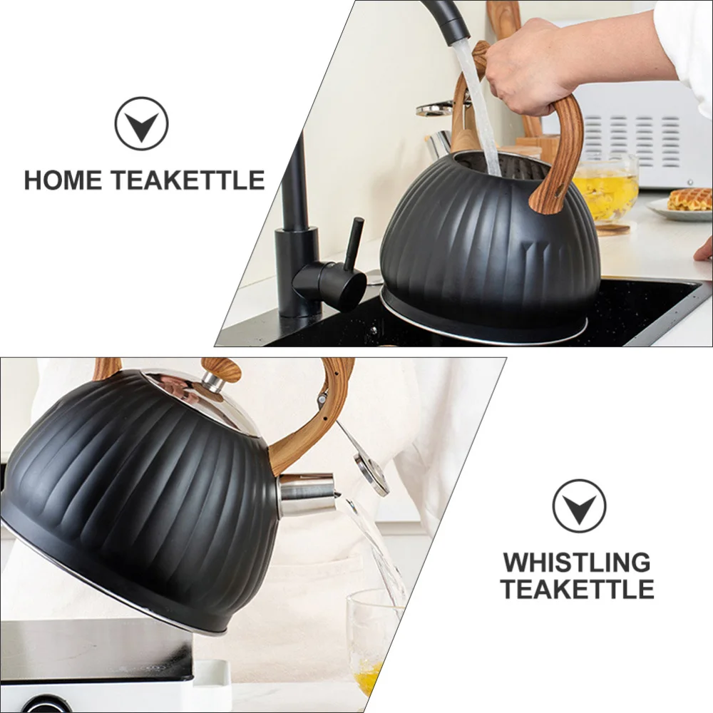 

1Pc 3.5L Chic Whistling Teakettle Boil Water Kettle Home Kettle (Black)