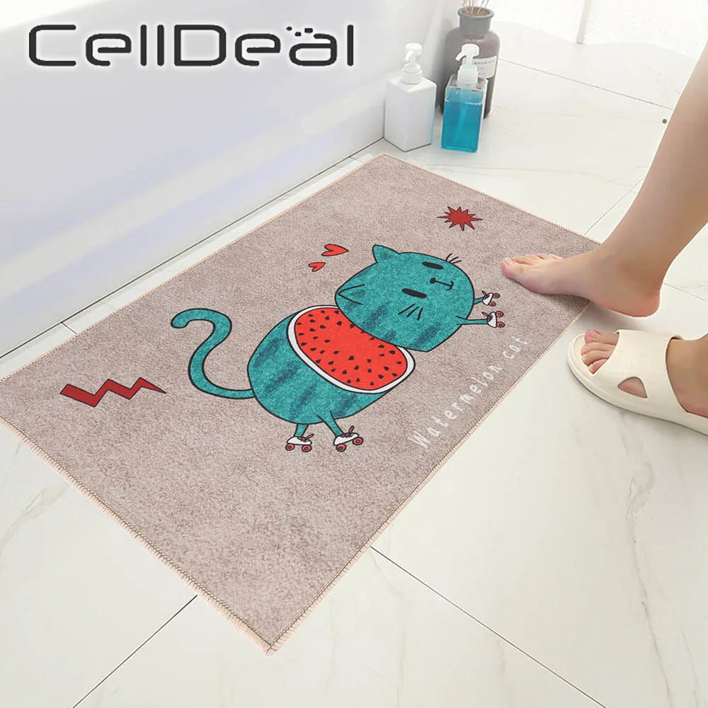 

Нескользящий коврик для ванной с мультяшным рисунком кота, коврик для душевой комнаты, коврик для входной двери, коврик для ванной, боковой ...