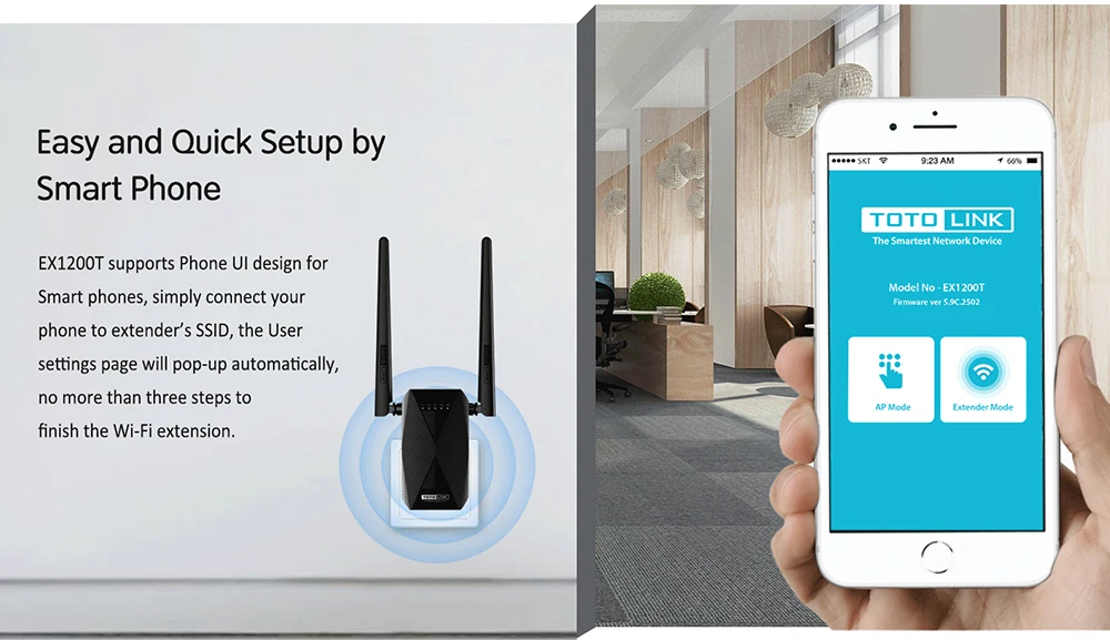 home router signal booster TOTOLINK EX1200T 2.4G/5Ghz Wifi 2 Băng Tần Bộ Khuếch AC1200M Repeater Tăng Áp Với Độ Lợi Anten Kép thiết Lập Dễ Dàng wireless signal booster