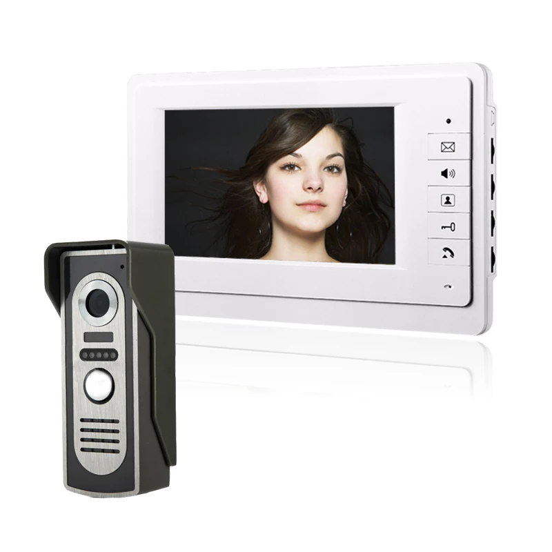 SYSD Intercom Doorbell 7 inch Monitor Wired Video Door Phone with Night Vision Metal Camera Unlock