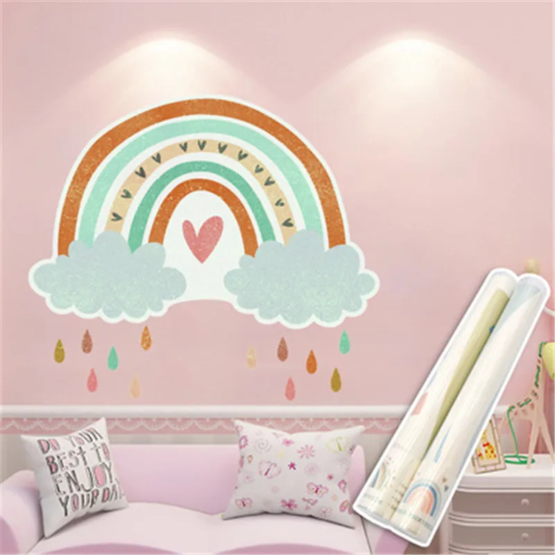 Большие Радужные облака наклейки на стену для детской комнаты домашний декор в