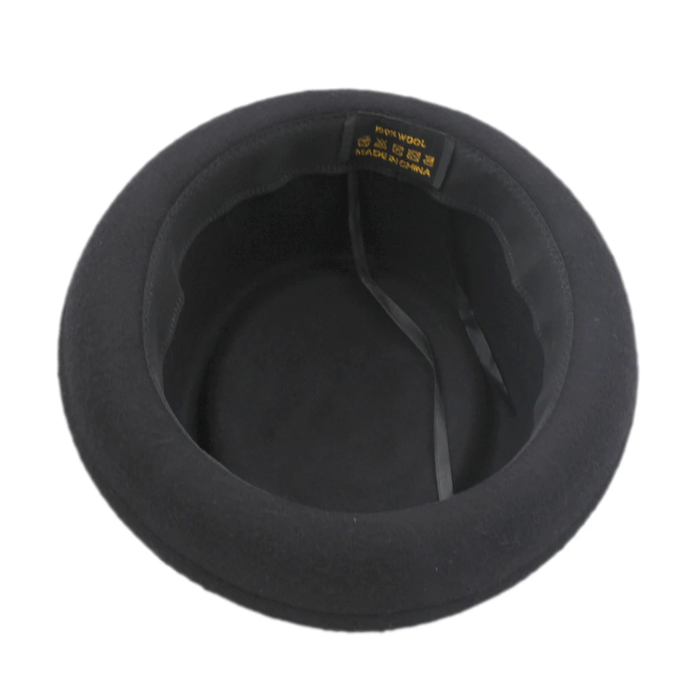 Mistdawn шерсть шляпа-пирожок унисекс Boater Bowler cap Upturn Brim черная лента
