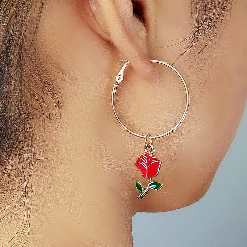 Tenande Maxi крупные массивные серьги подвески с золотыми листьями и розой цветами для