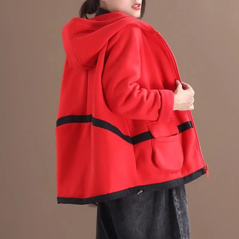 Плюс бархат толстый женский осенний и зимний новый свободный литературный с