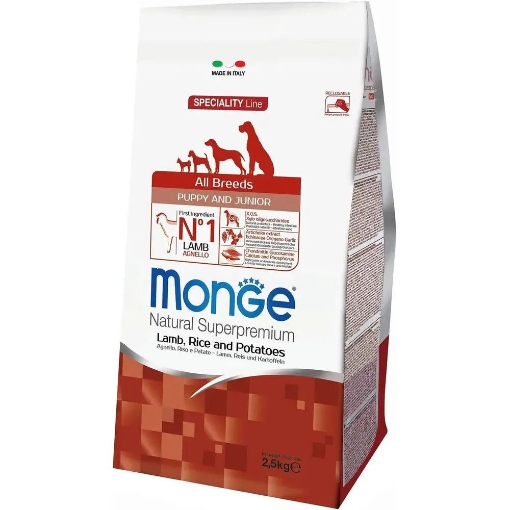 Корм для щенков всех пород Monge Speciality Line, ягненок с рисом и картофелем 2,5 кг