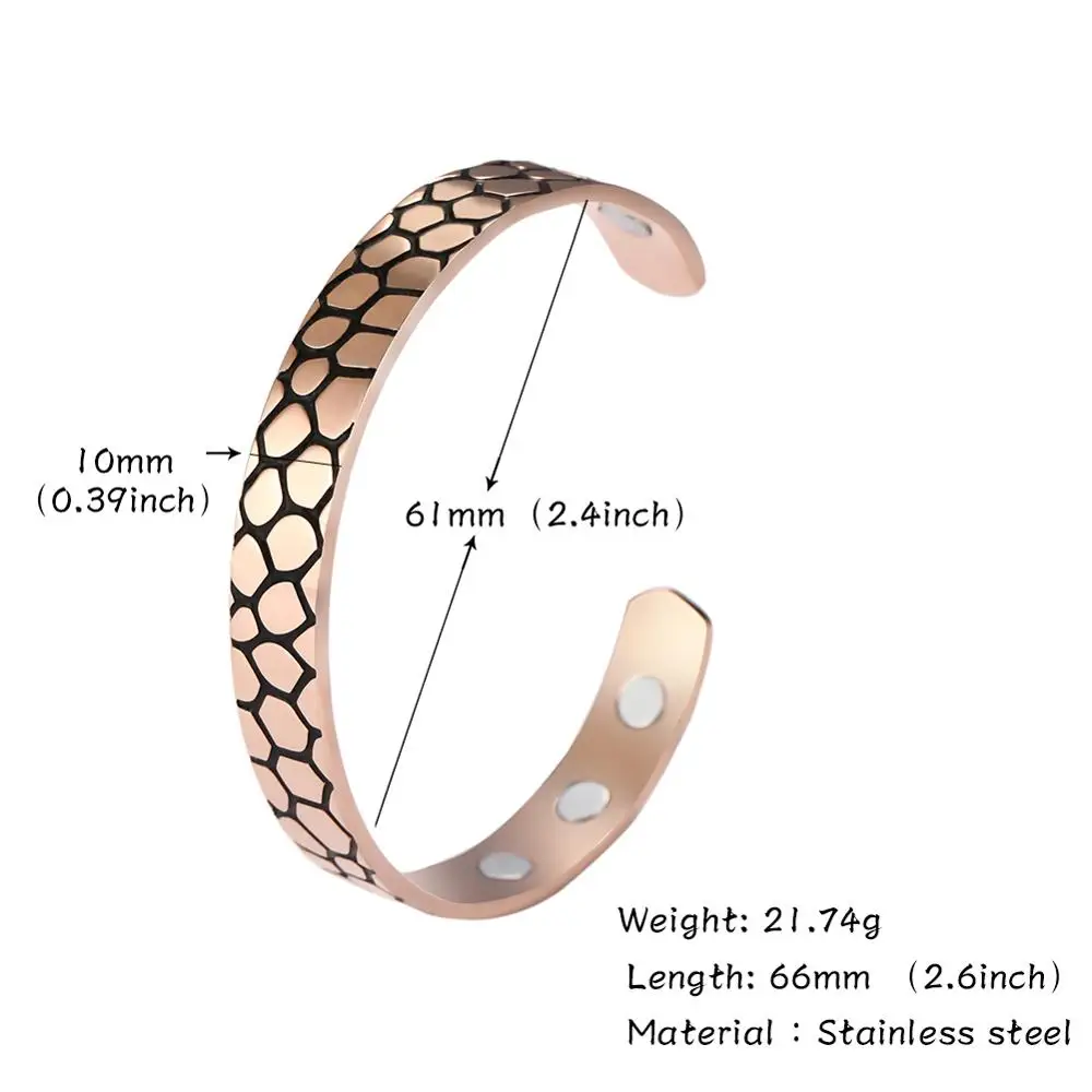 Мужской и женский браслет из нержавеющей стали магнитный с тиснением под