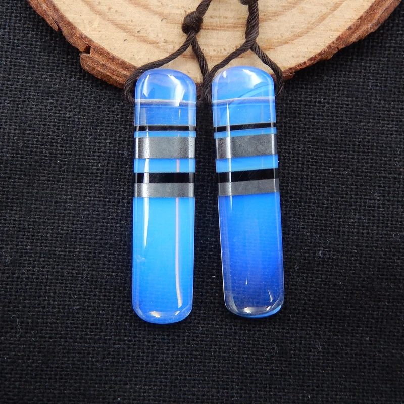 

New Stones Opalite Hematite Obsidian Earrings Bead,Fashion Jewelry For Women38x9x5mm7.7g