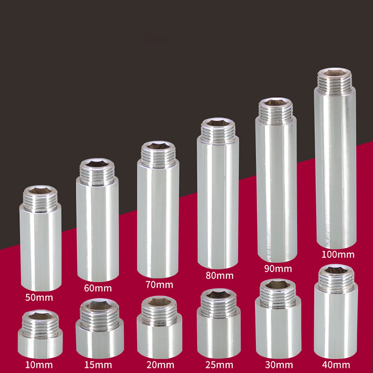 

BSP 1/2" Male to Female Nickel Plated Brass Extension Rod Tube Garden Greenhouse Water Connector Pipe Fittings Length 20 - 110mm