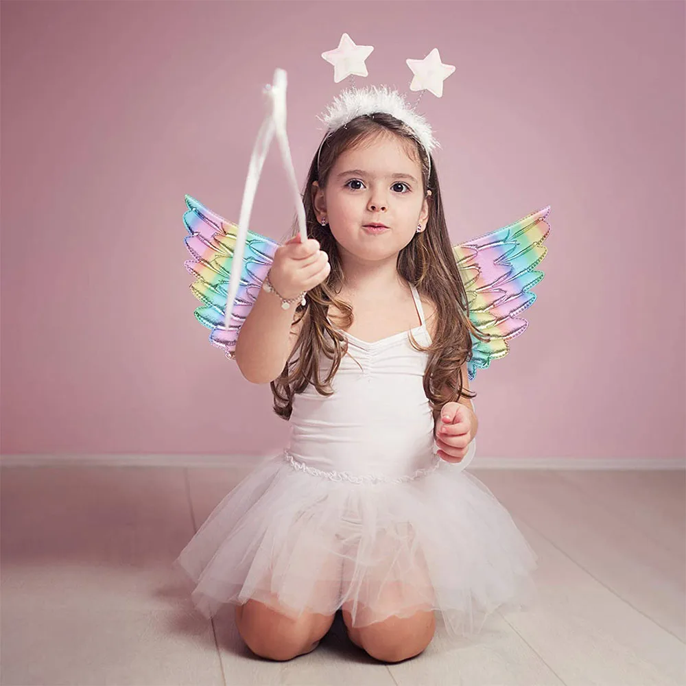 Alas de arco&iacute;ris de unicornio para ni&ntilde;as, accesorios de disfraz de princesa, fiesta de cumplea&ntilde;os y Halloween, Cosplay-2