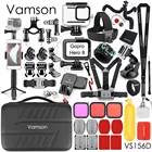 Набор аксессуаров Vamson для GoPro, водонепроницаемый корпус, крепление на штатив, зажим для велосипеда, для Gopro Hero 8, черный, Спортивная камера VS156
