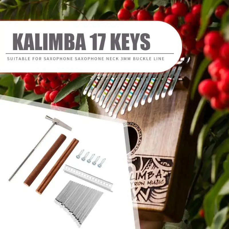 17 клавиш Kalimba DIY стальные ключи + деревянная моста стальная настройка Комплект