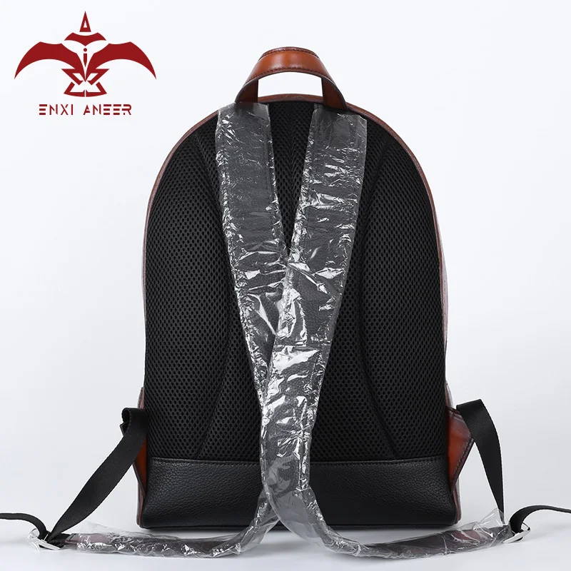 ENXI ANEER 618 распродажа кожаный рюкзак Pюкзак в патине оранжевый/синий/темно-синий