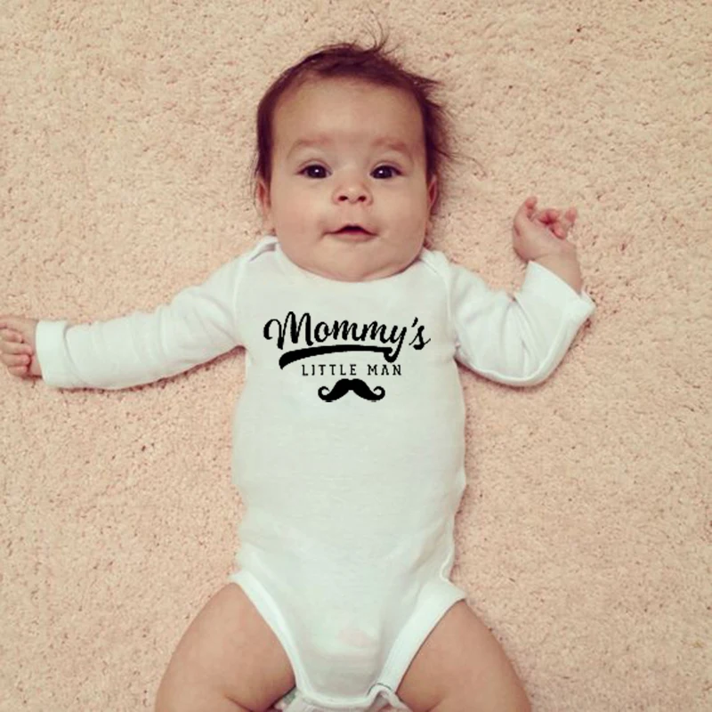 

Mommy's Little Man Newborn Baby Bodysuit Cotton Romper Infant Baby Boys Long Sleeve Funny Jumpsuit Toddler Cute Fashion Playsuit