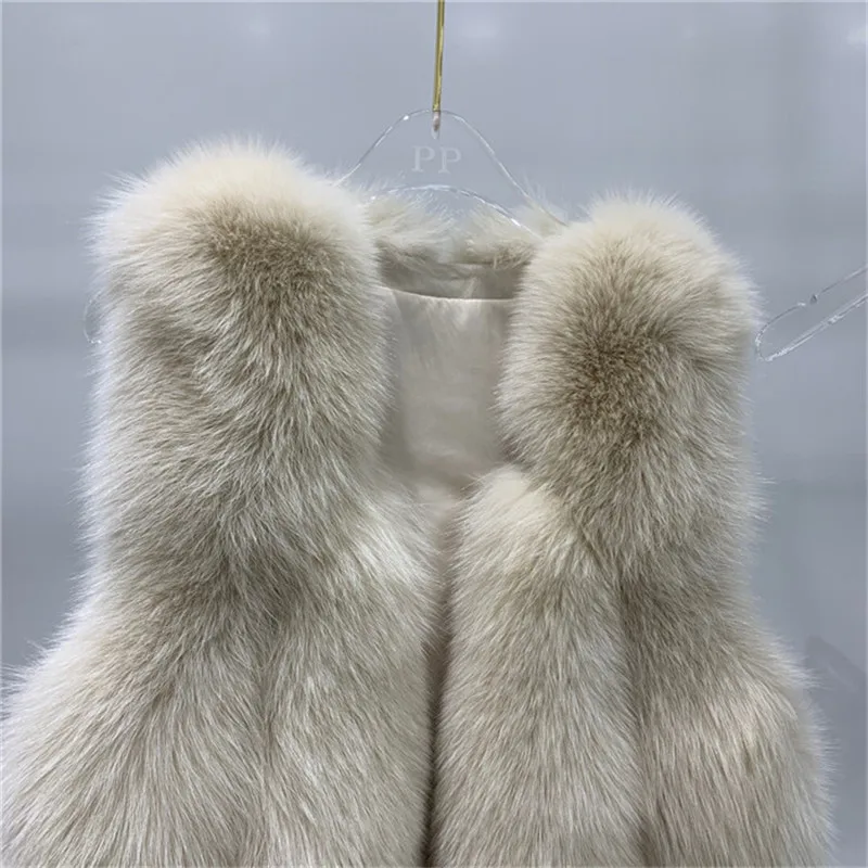 women natural real fox fur vest good quality 100%genuine real fox fur gilets winter thick warm short sleeveless coat enlarge
