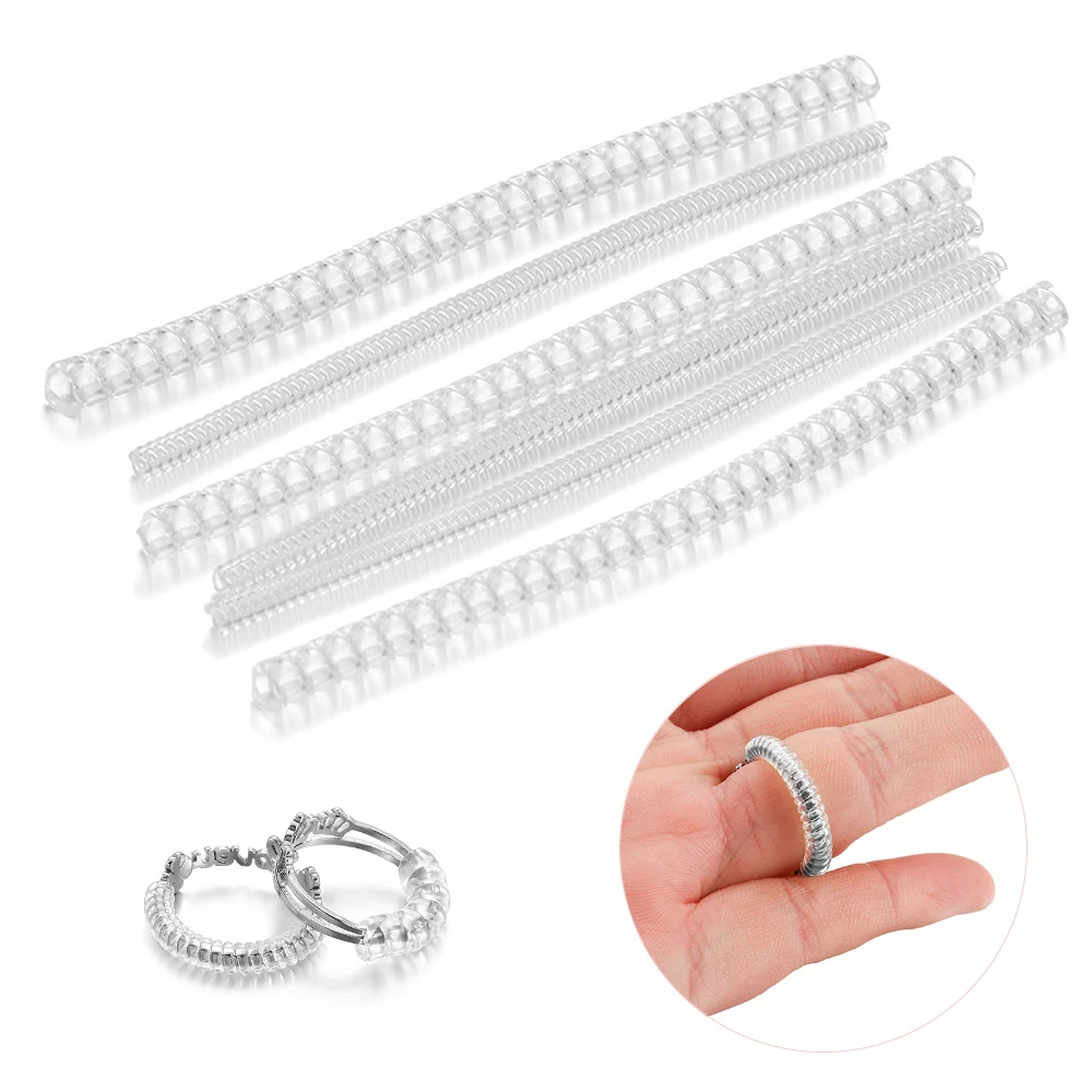 

20Pcs 3.5/4.8MM Transparent Spiral Besed Ring Sizer Adjuster Guard Insert Tightener Resizing With Polishing Cloth Jewelry Tools