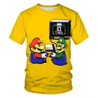 Модная мужская и женская футболка с 3D принтом аниме Super Mario, футболка с коротким рукавом из мягкого материала для улицы, Повседневная Свободная Мужская футболка