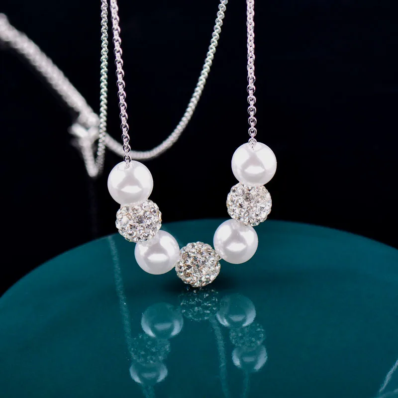 LEEKER винтажное серое белое жемчужное ожерелье для женщин Rolling Crystal Beads розовое золото серебро цвет цепи 188 LK1