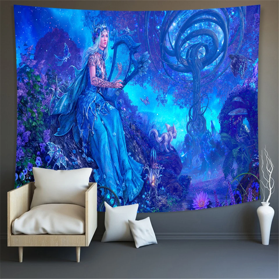

Bohemian Mandala Tapestry Oil Painting Art Wall Hanging Thin Blanket Yoga Room Living Room Bedroom Decoration Wall Hanging