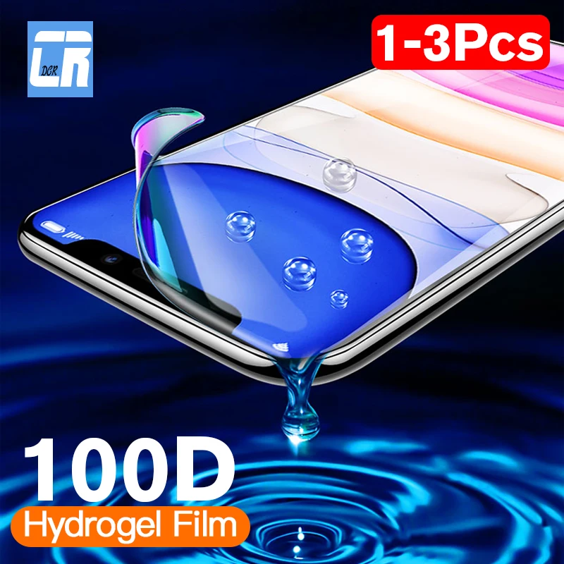 Гидрогелевая пленка для iPhone Защитная 11 Pro Max 7 8 6 Plus X XR XS MAX не стекло 3 шт. 100D полное