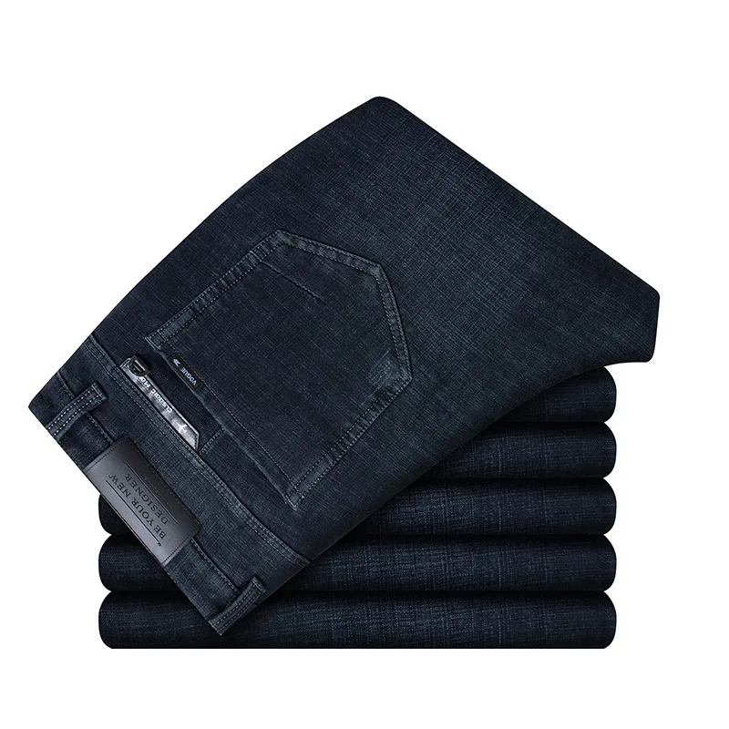 

Elastic high waist warm jeans men's loose straight tube plus fat plus size fat man plus cashmere thickening elastic tide