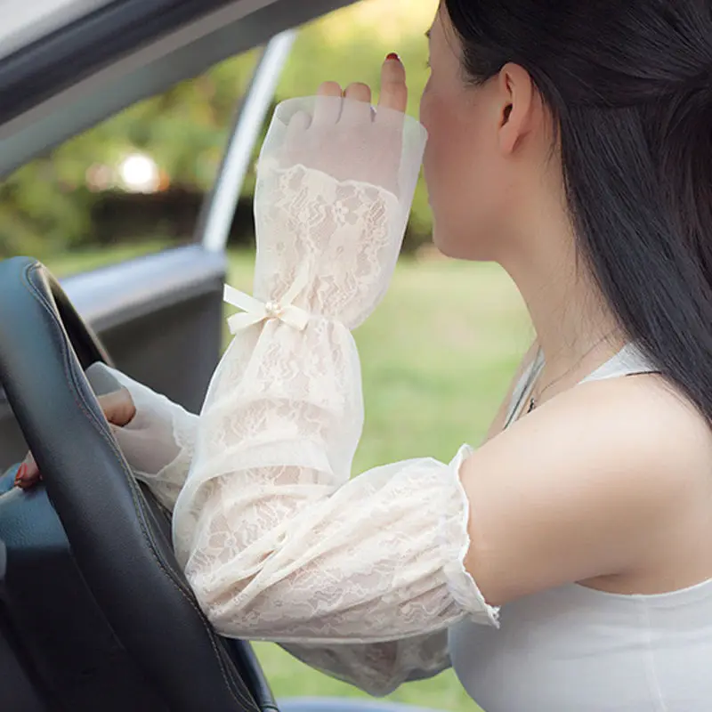 

Summer Long-sleeved Sun Protection Gloves For Women Mesh Lace Uv Thin Bike Breathable Cycling Gloves Driving Arm Warmers Sleeves