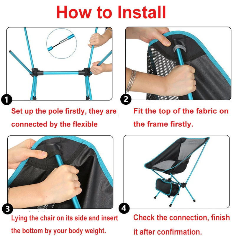 en Ucuz Açık Ultralight Katlanır Kamp Sandalyesi Yüksek Yük Taşınabilir Koltuk Balıkçılık Araçları Barbekü Plaj Yürüyüş Piknik Sırt çantasıyla Seyahat Sandalye