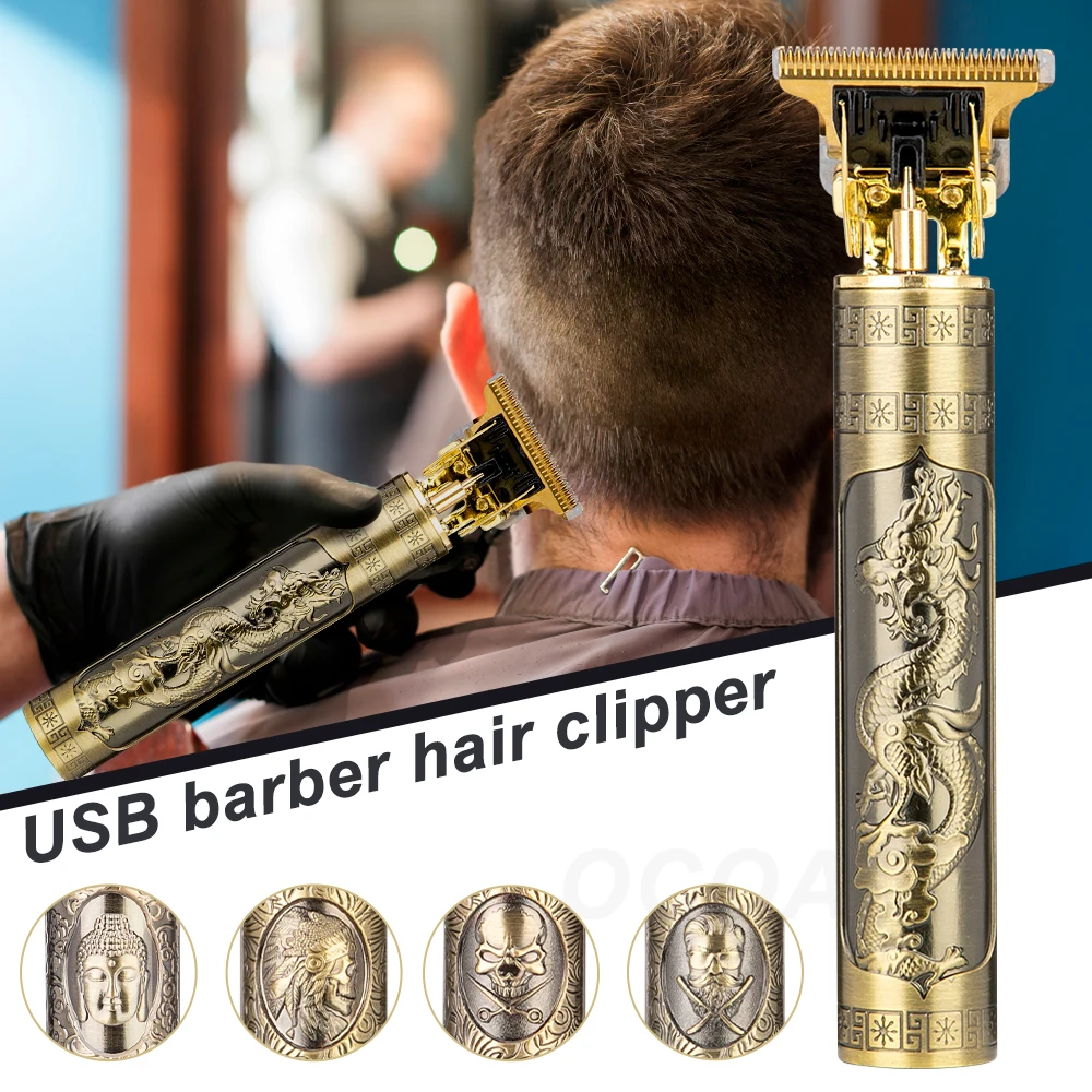 T9 Vintage Hair Lighter Clipper For Men Barber Hairdresser Cutting Machine 0mm Cordless Rechargeable Beard Shaver Trimmer | Бытовая