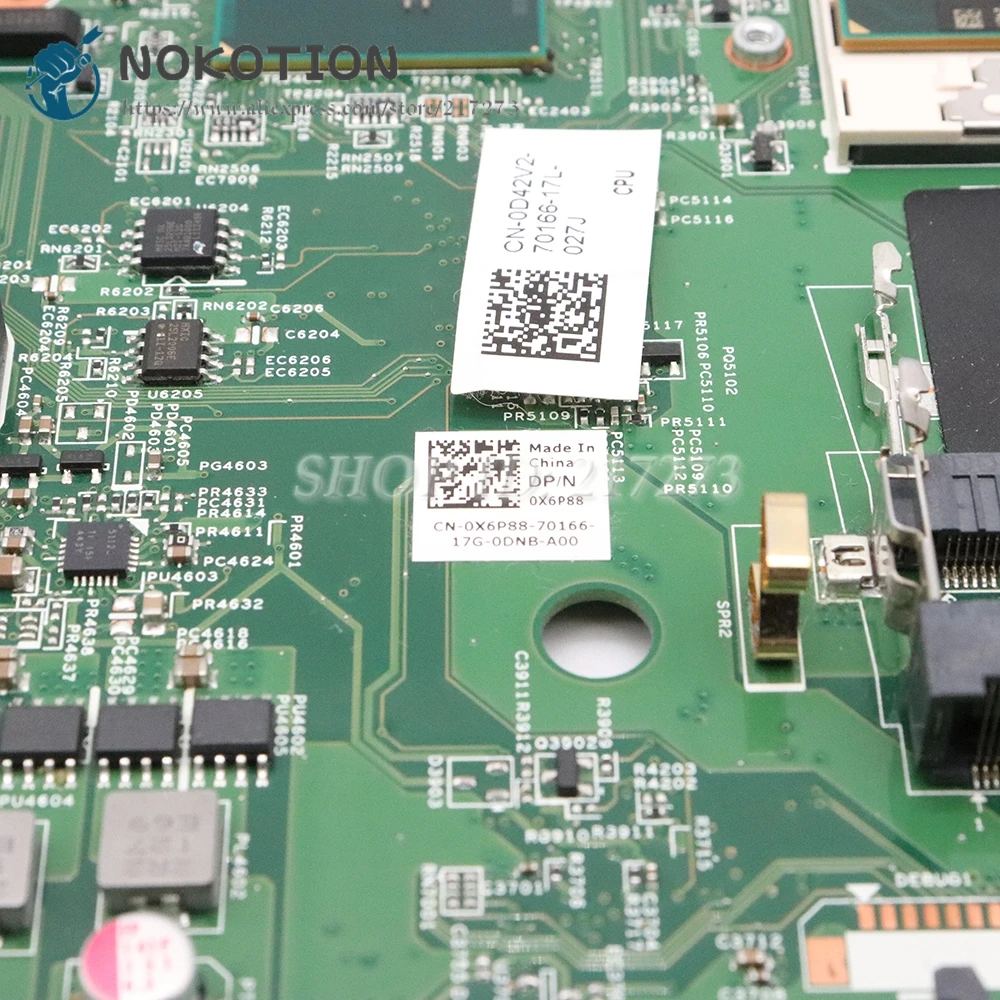 NOKOTION для Dell Inspiron N5040 Материнская плата ноутбука CN-0X6P88 0X6P88 48.4IP01.011 основная плата HM57 DDR3 Бесплатный процессор