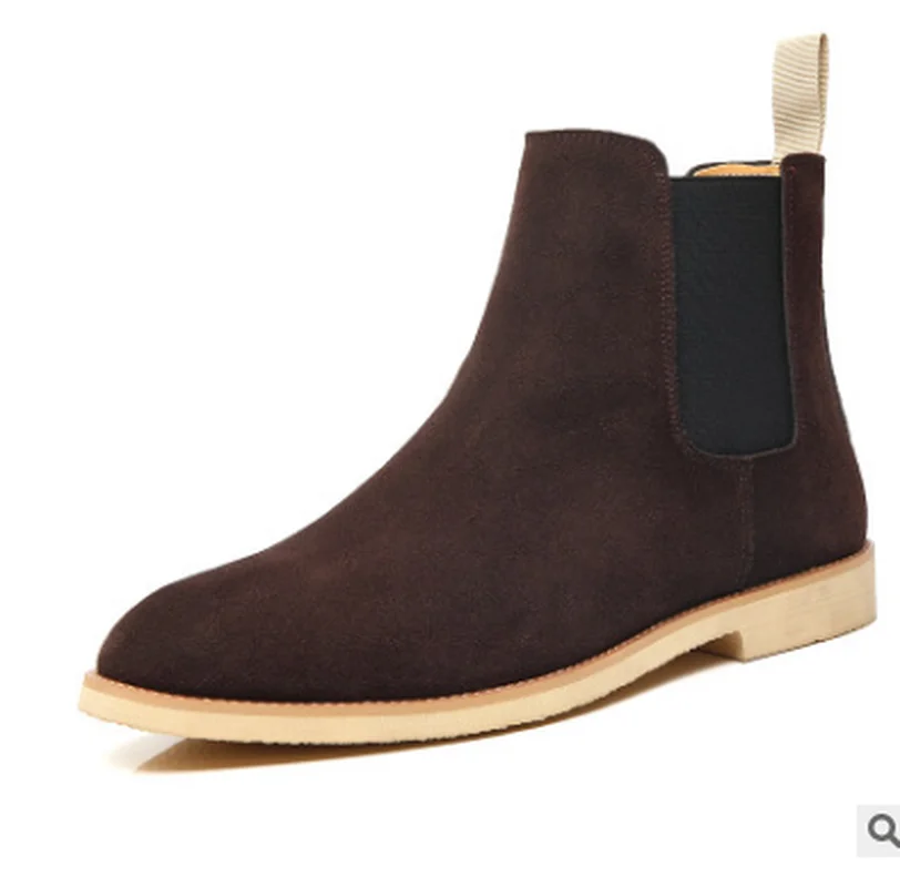 

High Quality New Fashion Pu&Suede Leather Slip-on Ankle Shoes Low Heel Boots Casual Classic Retro All-match Chelsea Boots TV804