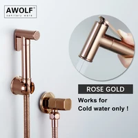 rose gold solid brass hand held toilet bidet sprayer polishing douche kit angle valve shattaf bidet faucet shower spout ap2293