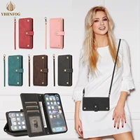 leather wallet case for xiaomi 11 lite poco x3 nfc redmi 9a 9c note 10s 9s pro max k40 long lanyard strap flip stand phone cover